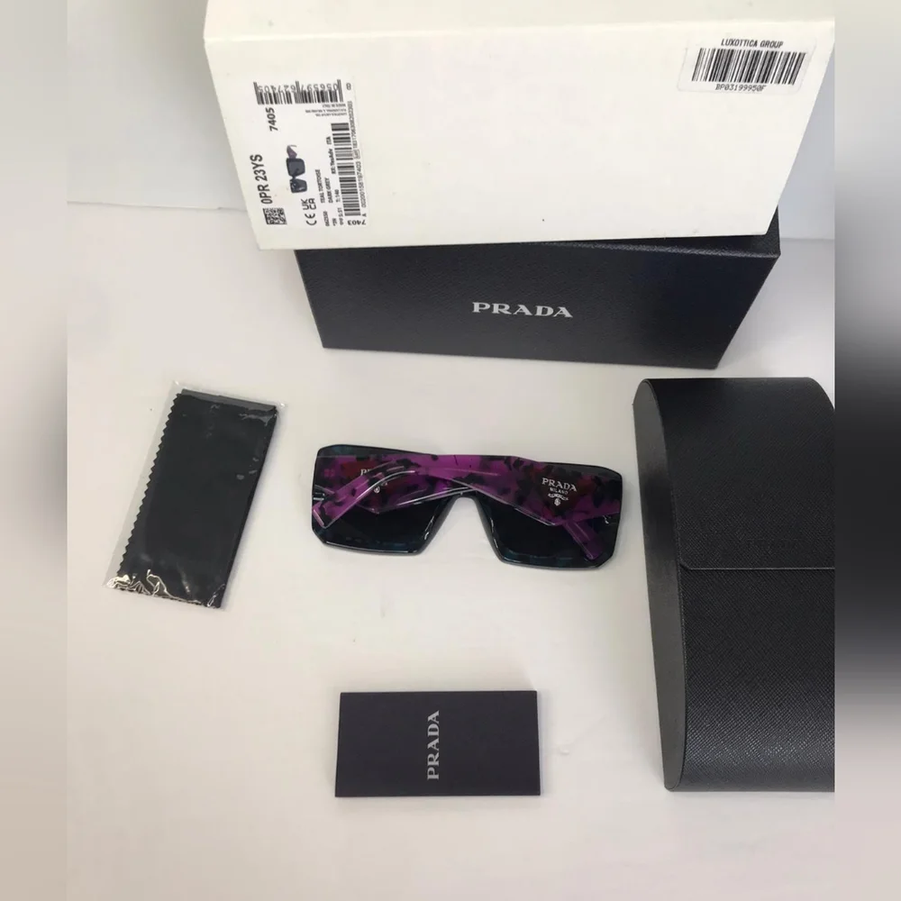 New- 💯 - Original PRADAAcetate Symbole Sunglasses SPR 23Y Slate Grey Pur